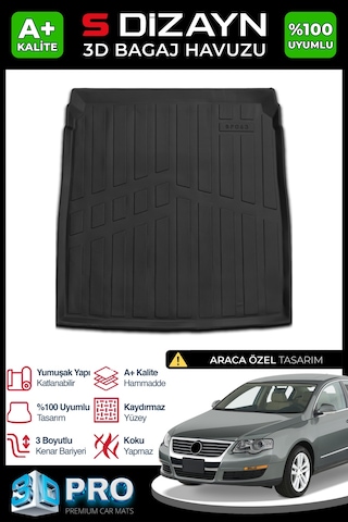 S-dizayn Vw Passat B6 3d Pro Bagaj Havuzu 2005-2010 A+ Kalite