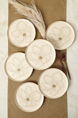 Keramika Taupe Bloom Nordıc Pasta Tabağı 22 Cm 6 Adet 22529 Krem