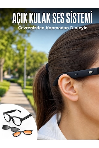 Mey İthalat Plentifulyapay Zekâ Destekli Akıllı Bluetooth Gözlük Açık Kulak Ses Sistemi Günlük Kullanıma Uygun Hafif Tasarım