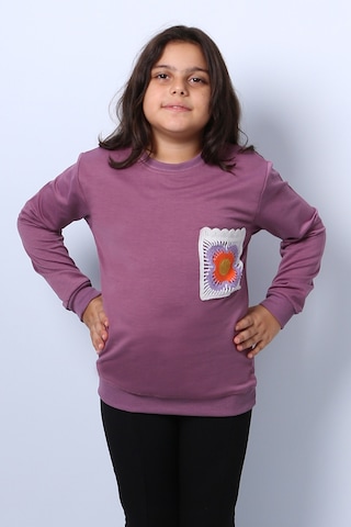 Kız Çocuk Sweat Ribanalı Cepli C43 Mor