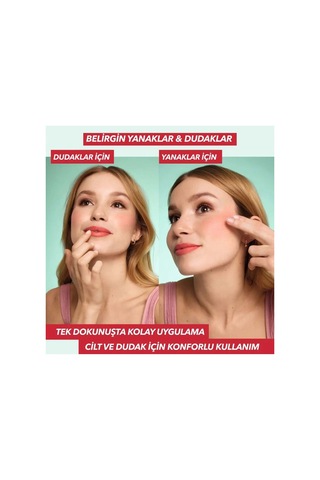 Dudak Ve Yanak İçin E Vitaminli Krem Allık Doğal Bitişli 2'si 1 Arada Renklendirici Frambuaz Pembe