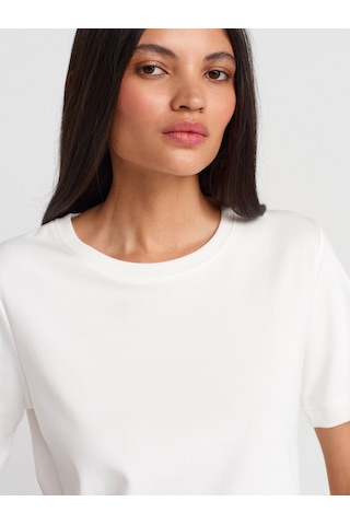 Dilvin 31763 Bisiklet Yaka T-shirt-ekru Ekru