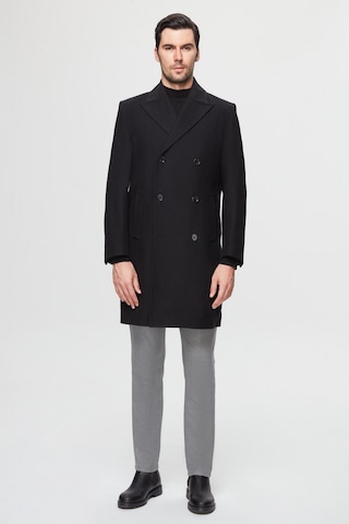 D's Damat Ds Damat Regular Fit Siyah Balıksırtı Kruvaze Palto 3hf0832200151 001