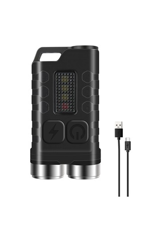 Neevoyu Taşınabilir 5 Seviyeli Parlaklık Ve 4 Renkli Led Anahtarlık Feneri - Su Geçirmez, Şarj Edilebilir Siyah