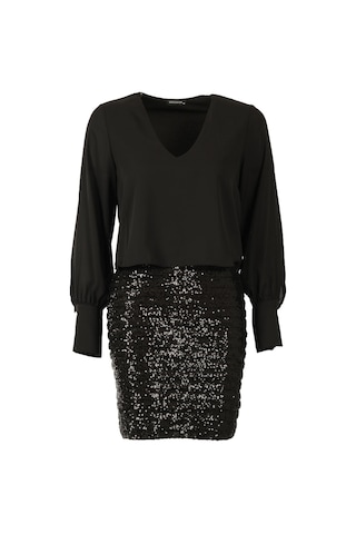 Explosion Midi Pullu Abiye Elbise - Uzun Kol - V Yaka Siyah