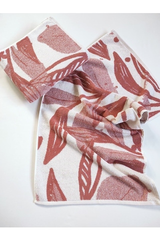 Kiremit Renk Desenli El Havlusu - Yüksek Su Emici & Yumuşak - 45x85cm- %100 Pamuk - Ipliği Boyalı Kıremıt Kiremit