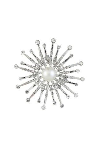 Trendooze Yaka Yaka Tanesi Suntek Kristal Kar Işıltılı İnci İmitasyon Cm Gümüş