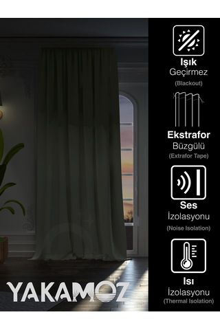 Yüksek Kalite Taş Rengi Karartma Blackout Fon Perde Ekstrafor Büzgülü Tek Kanat Dark Touch Serisi Taş Rengi Taş