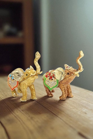 Kristal Taşlı Tekli Fil Figürü