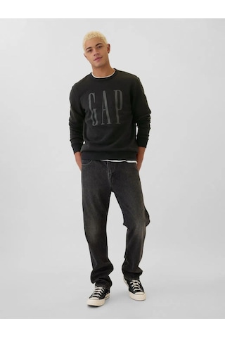Gap Logo Fleece Siyah Sweatshirt Erkek-5958 Siyah
