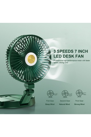 Symbee Beyaz 5200mah Usb Şarjlı Katlanabilir Led Lamba Fanı, 3 Hızlı Rüzgar, Telefon Tutucu, Dikey-yatay Dönebilen Ev/seyahat Fani