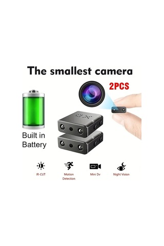 Xuweiwei Black Twopcs Mini Kamera Seti: Sd Destekli Ev Bebek Kedi Nöbetçi Kamera Hareket Algılama Dahili Pil