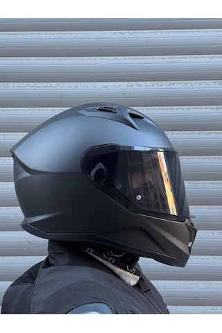 Gıvı 50.7 Mat Siyah Kask Siyah Camlı Çok Renkli