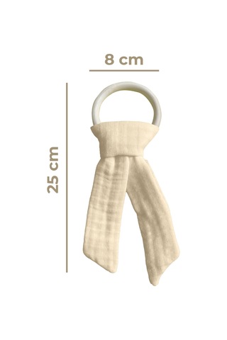 Pamuk Muslin Bebek Diş Kaşıyıcı Yıkanabilir Ahşap Bej