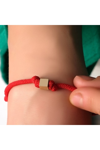 Küp Ipli Unisex Bileklik Sarı Altın