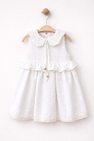Baby Corner Bebe Yaka Kız Bebek Elbise Beyaz