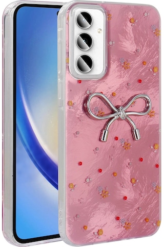 Galaxy A55 Uyumlu Uyumlu Kılıf Kamera Korumalı Figürlü Zore Ponti Silikon Kapak - Açık Pembe AÇIK PEMBE