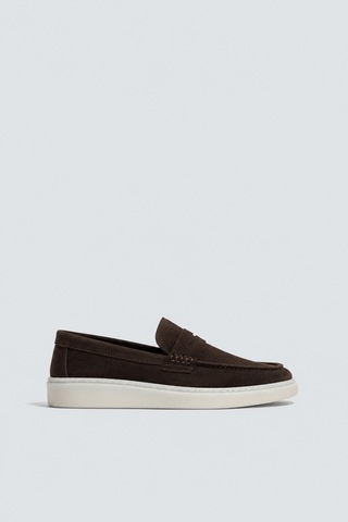 Antioch Kalın Tabanlı %100 Süet Loafer Kahve