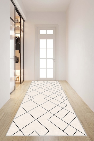 West Home Makinede Yıkanabilir Kaymaz Taban Leke Tutmaz Modern Kesme Yolluk Mutfak Yolluk Halı Yolluk Wh 533 Beige Yolluk