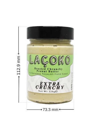 Laçoko Şekersiz Katkısız Glutensiz Vegan Az Kavrulmuş Çiğ Parçacıklı Extra Crunchy Fıstık Ezmesi 320 G