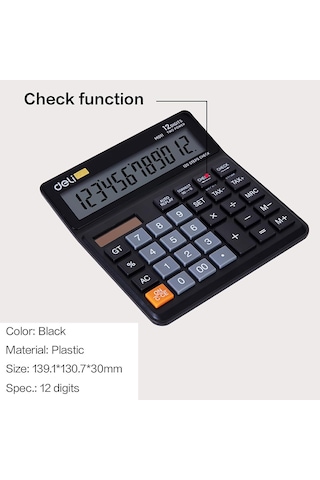 Hesap Makinesi 12 Digit Siyah Çok Renkli