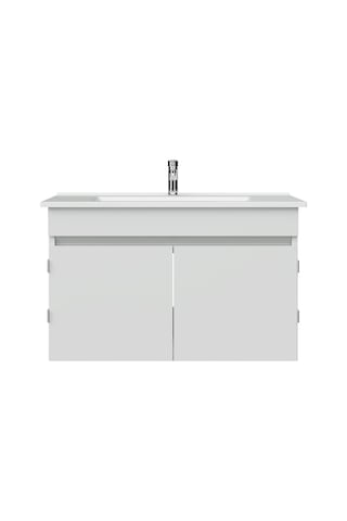 Flexio 80 Cm Kapaklı Katlanabilir Lavabo Dolabı 270 Derece Beyaz Set