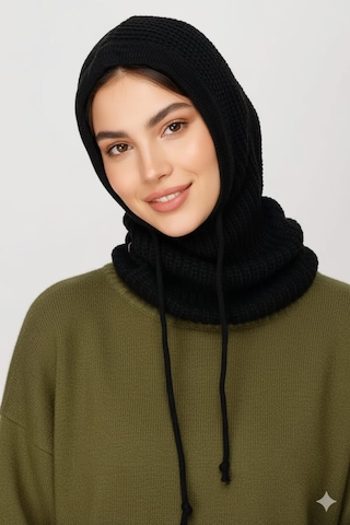 Sosyal Çarşı Siyah Balaclava Triko Başlık Siyah