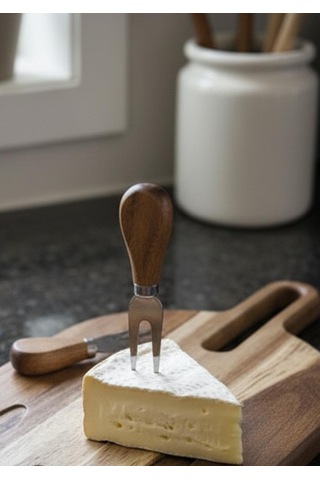 Akasya Peynir Tabağı - Peynir Sunumluk Seti- 4 Parça Kahverengi