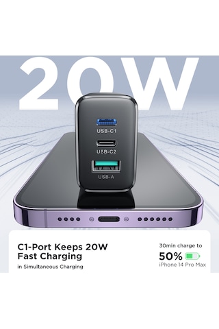 Joyroom TCF10 32 W 1 USB + 2 Type-C Hızlı Şarj Adaptörü