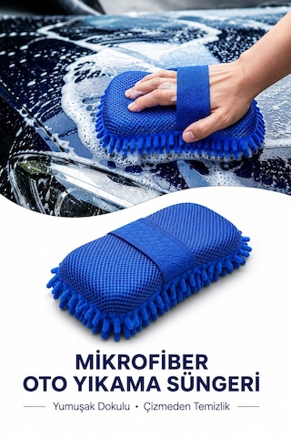 Deconitte Mikrofiber Oto Yıkama Süngeri, Çizmez Araç Temizlik Pedi, Ergonomik El Bantlı Araba Sünger