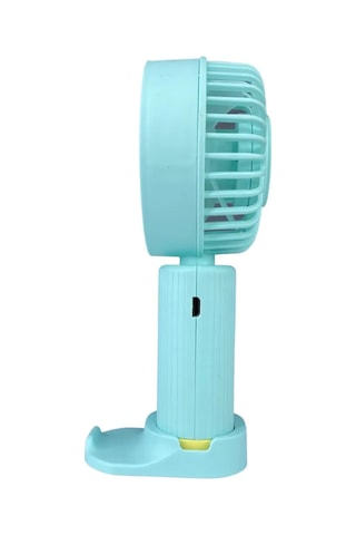 Thentech Telefon Koyma Aparatlı Mini Fan Serinletici Ayaklı Şarjlı El Fanı Şarjlı Telefon Standlı Pervane Turkuaz