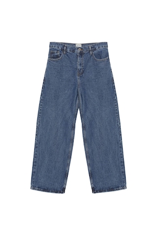 Quzu Paçası Yırtık Denim Pantolon Mavi Mavi