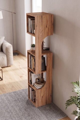 5 Katlı Modern Ahşap Dekoratif Kitaplık Ve Raf Ünitesi