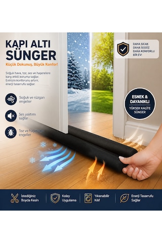 Kapı Altı Rüzgar Önleyici Isı Yalıtım Süngeri Rüzgarlık Stoper Koruması Toz Soğuk Sünger 84 CM