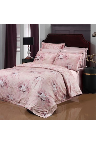Sarev Freza Saten Nevresim Takımı Çift Kişilik , .pembe Pembe