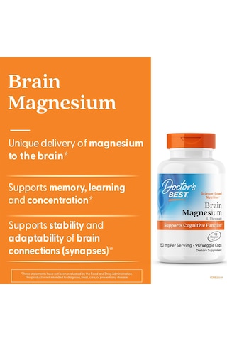 Doctors Best Brain Magnesium L-threonate With Magtein Supports Cognitive 90 Veggie Caps Aromasız