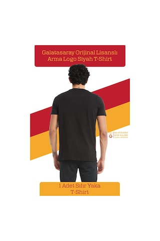 Galatasaray Lisanslı Büyük Logolu T-shirt Kişiye Özel Baskılı Ahşap Kutulu 099 Siyah