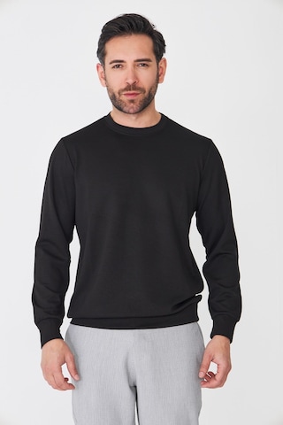 White Stone Siyah Sıfır Yaka Uzun Kollu Basic Sweatshirt