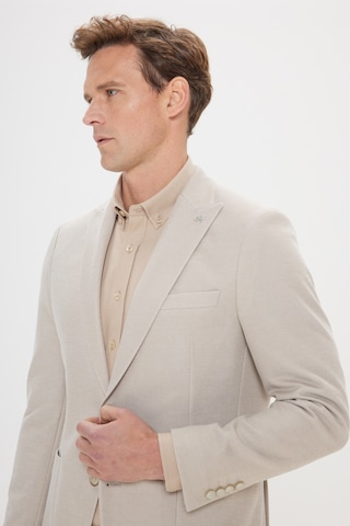Ac&co Erkek Bej 360 Her Yöne Esneyen Slim Fit Dar Kesim Kırlangıç Yaka Desenli Blazer Ceket