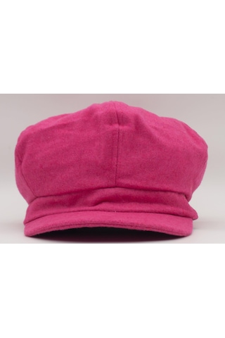 Şapkadan Kadın Yünlü Vintage Kasket Retro Kışlık Şapka 45645dr56704 Koyu Pembe