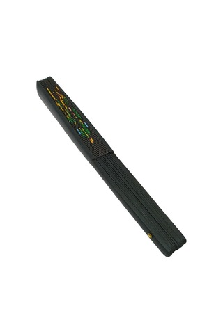 Çin Bambu Keten Kumaş Yelpaze 01bsa Siyah Büyük Boy 60cm No.1s Adet-1