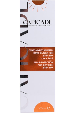 Capicade SPF 50+ Kuru Ciltler İçin Koruyucu Güneş Kremi 100 ML