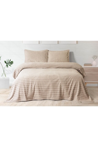 Merinos Modern Twist 3 Parça Çift Kişilik Battaniye Seti Kutulu 220x240 Mocha Mocha
