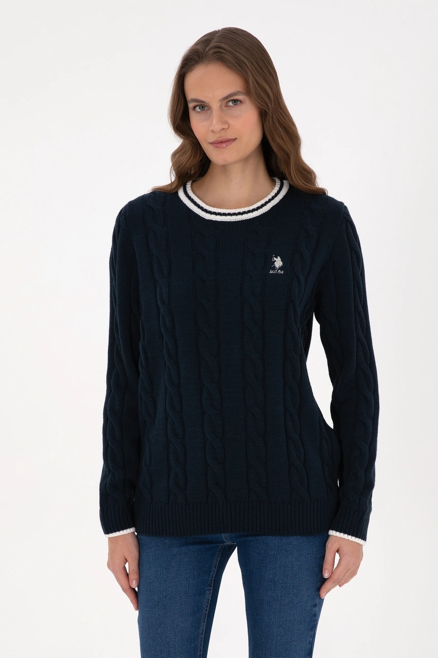 U.S. Polo Assn. Kadın Lacivert Bisiklet Yaka Kazak 50317182-VR033
