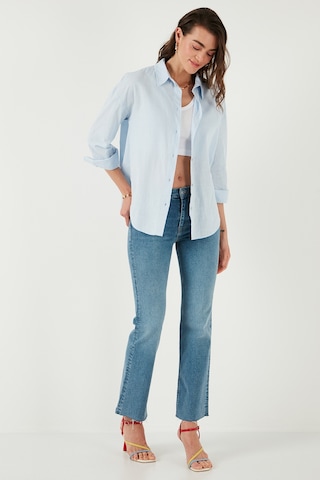 Lela Pamuklu Regular Fit Uzun Kollu Düz Bayan Gömlek Cf25S168305 Mavi