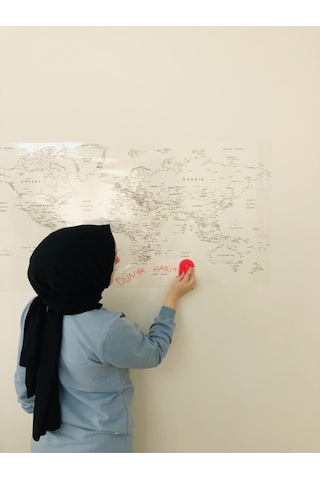 Dünya Haritası Yazı Tahtası Akıllı Kağıt Tahta Yapışkansız Tutuna-Şeffaf