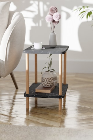 2 Raflı Yan Sehpa Geniş Gazetelik Kitaplık Çiçeklik -siyah