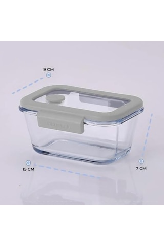 Neoflam Fika Glace Vakumlu Cam Saklama Kabı 460 Ml Gri