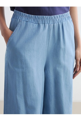 LC Waikiki Lc Waıkıkı İndigo Beli Lastikli Wideleg Kadın Jean Pantolon