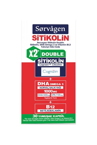 Sorvagen Smart Sitikolin 250 Mg Dha Omega 3 ve B12 30 Kapsül